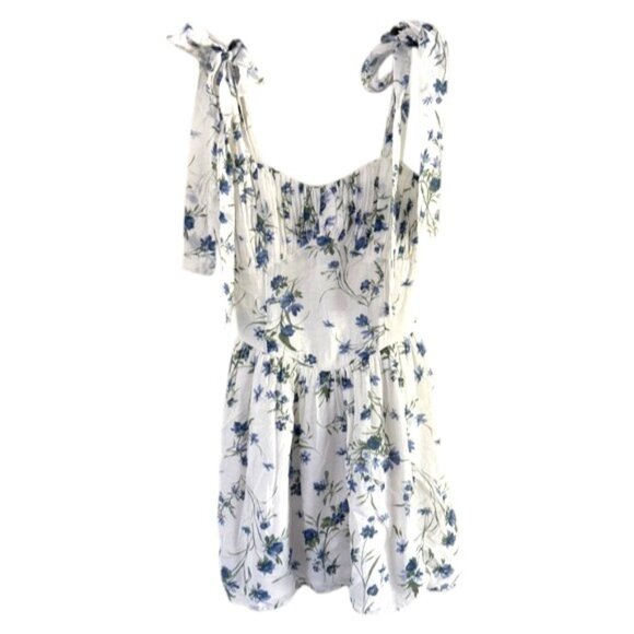 Abercrombie & Fitch White Floral Tie Shoulder Mini Dress Size Small 41250 - Picture 4 of 11